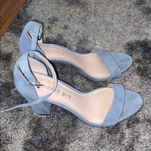 light blue blocked heels